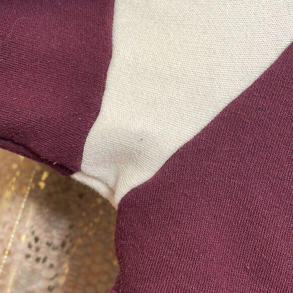 PINK Victoria’s Secret purple wine maroon/white 1/4 zip pullover sweater, size L - Picture 5 of 6